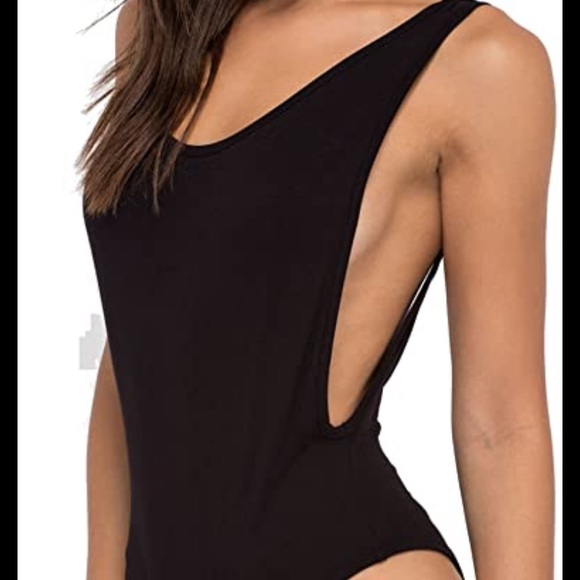 Love Culture Tops - Black Plunge Bodysuit - Size Medium